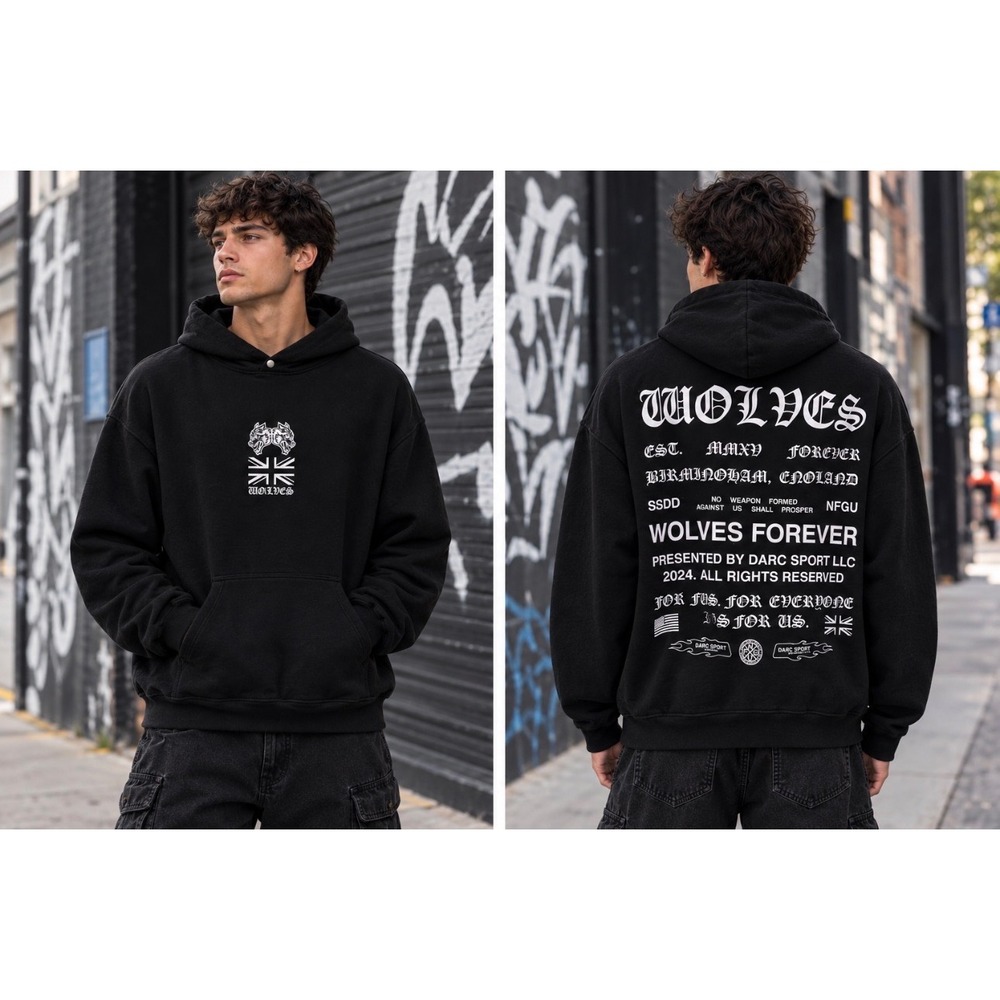 Darc Sport Wolves Forever UK Pierce Hoodie Black 98 of 1000 Large New